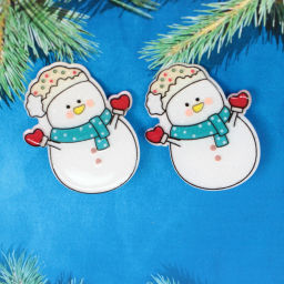 Цена за 6 шт. Зажимы для волос детские 2шт "БИСКВИТ", Снеговик, 5см