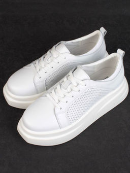 05-PDE36-1 WHITE Кроссовки женские (натуральная кожа)