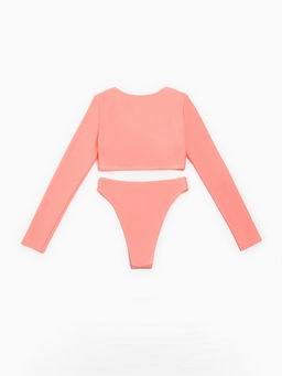 Купальник женский раздельный с длинным рукавом MINAKU, цвет персиковый, размер 42
