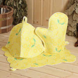 Набор банный принтованный Лимончик (шапка+рукавица+коврик)
