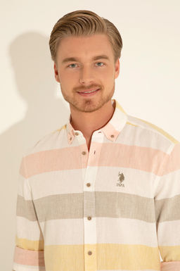 Мужская рубашка цвета хаки с длинным рукавом - U.s. polo assn фото 10