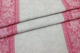 Холст полотенечный жаккард Ягодка-малинка цв.фуксия/серый, ш.0,5м, лен-30%, хл-70%, 210гр/м.кв - Купава фото 4