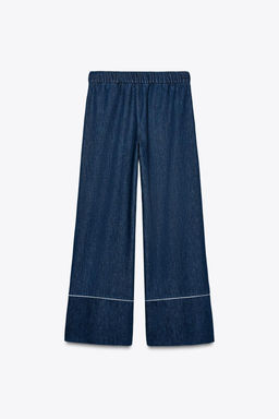 CONTRAST TRIM WIDE-LEG TROUSERS - Zara фото 6