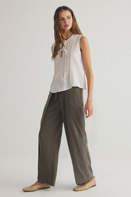 TRENDYOLMILLA Haki Kusak Baglama Detayl? Modal Straight/Duz Kesim Dokuma Pantolon TWOSS25PL00045  фото 2