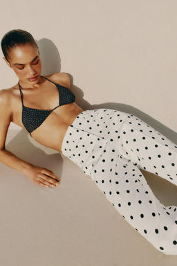 Брюки Zara Tiro Alto в горох бело-черные