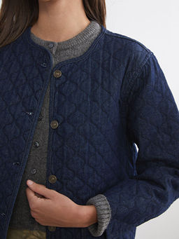 Bisiklet Yaka Kapitone Oversize Kad?n Jean Ceket