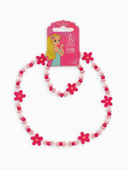 Цена за 2 шт. Набор детских украшений Выбражулька «Цветочки», 2 предмета: бусы, браслет d=6 см розовый