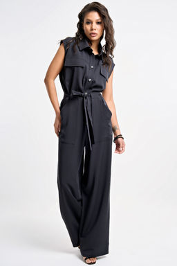 Комбинезон с брюками деловой офисный черный