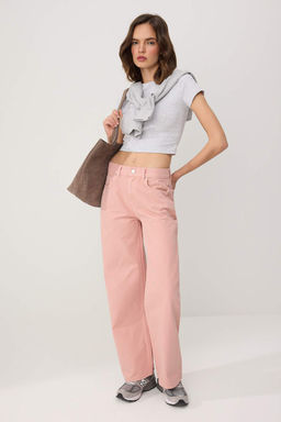 Pembe Yuksek Bel Barrel Jeans TWOSS26JE00246