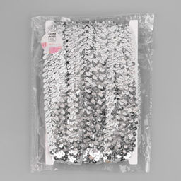 Тесьма декоративная с пайетками, на резинке, 2 см, 9 ± 0.5 м, цвет серебряный