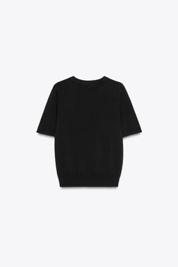 BASIC PLAIN KNIT SHORT SLEEVE TOP - Zara фото 50