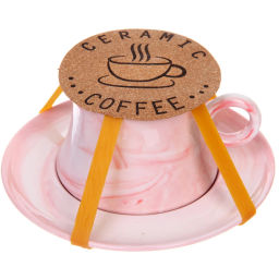 Чайная пара "Мрамор" (кружка 200мл+блюдце), розовая