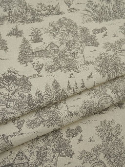 Хлопколен Туаль де Жуи - прованс цв.кофейный (на суровом), ш.1.4м, лен-15%, хл-85%, 125гр/м.кв - Купава фото 8