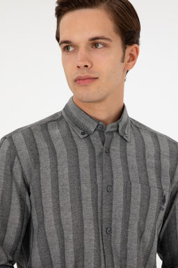 Мужская серая рубашка с длинным рукавом Неожиданная скидка в корзине - U.s. polo assn фото 2