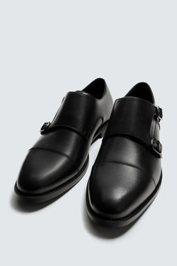 LEATHER DOUBLE MONK STRAP SHOES