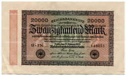 Банкнота 20000 марок 1923 года Германия