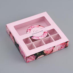 Цена за 5 шт. Коробка для 8 конфет + шоколад, с окном «Самой прекрасной», 17.7×17.8×3.8 см Кондитерская упаковка