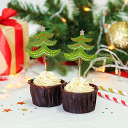 Шпажки для канапе Ёлочка с гирляндой, набор 12 шт.