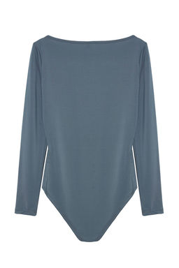 Antrasit Fitted/Vucuda Oturan Kay?k Yaka Biye Detayl? Esnek Orme Body TWOAW25BD00002 - Trendyolmilla фото 7