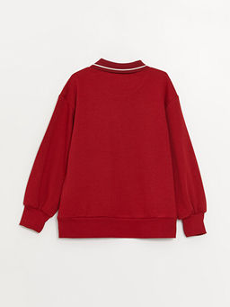 Polo Yaka Bask?l? Uzun Kollu K?z ?ocuk Sweatshirt - Waikiki фото 3