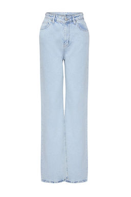 Buz Mavisi Yuksek Bel Wide Leg Genis Paca %100 Pamuk Non-Stretch Jeans TWOSS23JE00068