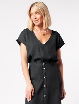 Свободная блузка-топ без застежки изо льна - Vilatte фото 5