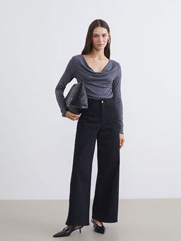 Wideleg Kad?n Jean Pantolon