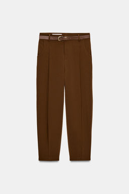 PANTAL?N PINZAS CINTUR?N / Marr?n - Zara фото 6