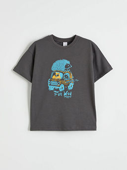 Bask?l? Erkek ?ocuk ?ortlu Pijama Tak?m?