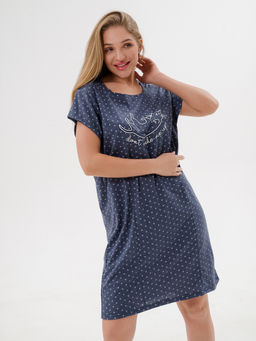 Ночная сорочка из кулирки Котик синий меланж - Амадэль фото 8