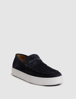 Lacivert %100 Deri S_et Loafer Ayakkab_
