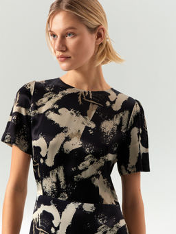 EMKA / Платье миди из 100% вискозы с принтом фото 5