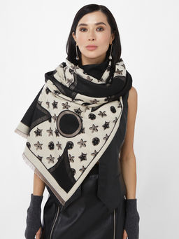 в составе ШЕРСТЬ и КАШЕМИР Большой, мягкий, теплый двусторонний палантин с принтом. - Tantino фото 6