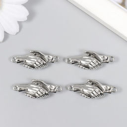 Цена за 4 шт. Застёжка магнитная металл «Руки», серебро, 3×1.3 см, (набор левая, правая)