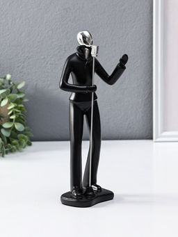 Сувенир полистоун "Вокалист" чёрный с серебром 6,5х10х26,5 см