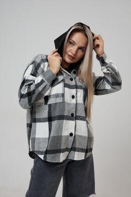 Рубашка женская в клетку с капюшоном РЖКК-01