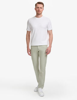 A__k Ye_il Slim Fit Keten Kar___ml_ Kanvas Pantolon