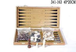 Игра настольная 3 в1 Нарды шахматы шашки 20х40 см / 341-163 /уп 24 /