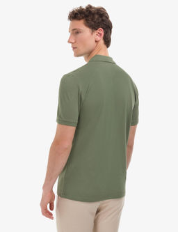 Haki Regular Fit %100 Pamuk K_vr_lmaz Polo Yaka Basic Ti__rt