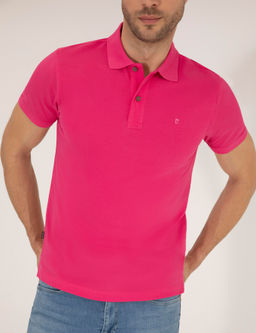 Pembe Slim Fit Polo Yaka Basic Ti__rt