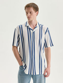 Regular Fit K?sa Kollu ?izgili Arm?rl? Erkek G?mlek