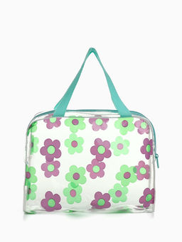 Цена за 2 шт. Косметичка - сумка на молнии для бассейна, с ручками, с цветочным принтом, зелёная - Simaland фото 2