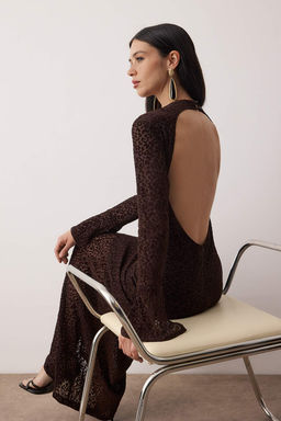 TRENDYOLMILLA Siyah Flok Bask?l? Tul Midi Boy Astarl? Elbise TPRAW25EL00165  фото 8