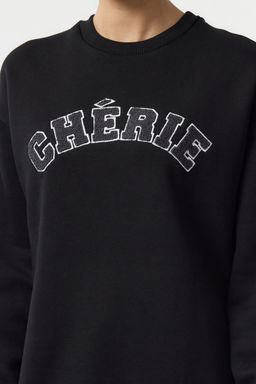 TRENDYOLMILLA Bordo Kal?n Ici Polarl? Oversize/Rahat Kesim Slogan Nak?sl? Orme Sweatshirt TWOAW25SW00030  фото 3