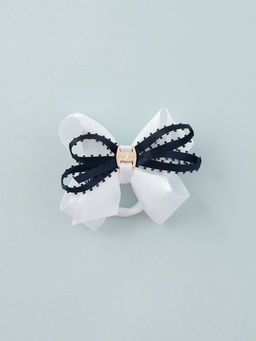 Цена за 6 шт. Бант для волос на резинке «Школьница», штрихи, 8 см, бело-синий