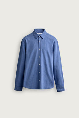CAMISA RELAXED FIT RAYAS / Azul?n