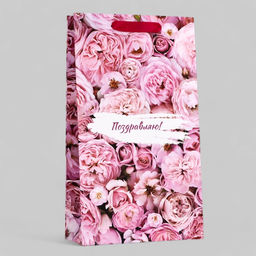 Пакет подарочный ламинированный под две бутылкиПоздравляю, 35?20?9 см