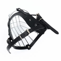 Намордник металлический №4 с трехсторонним ремешком, прессованная кожа, чёрный - Пижон фото 4