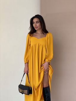 Платье-миди с пышными рукавами в цвете манго - Martichelli фото 24