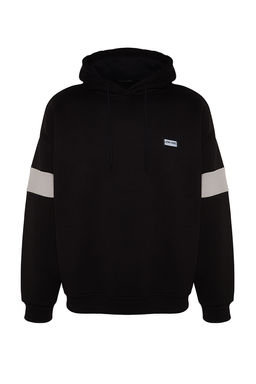 TRENDYOL MAN Gri Oversize/Genis Kesim Etiketli Renk Bloklu Ici Polarl? Sweatshirt TMNAW24SW00128 - Trendyolmilla фото 18
